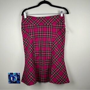 NWT Vintage NY Invasion Pink Plaid Whimsy Preppy Y2K Skirt Academia Goth Size 7